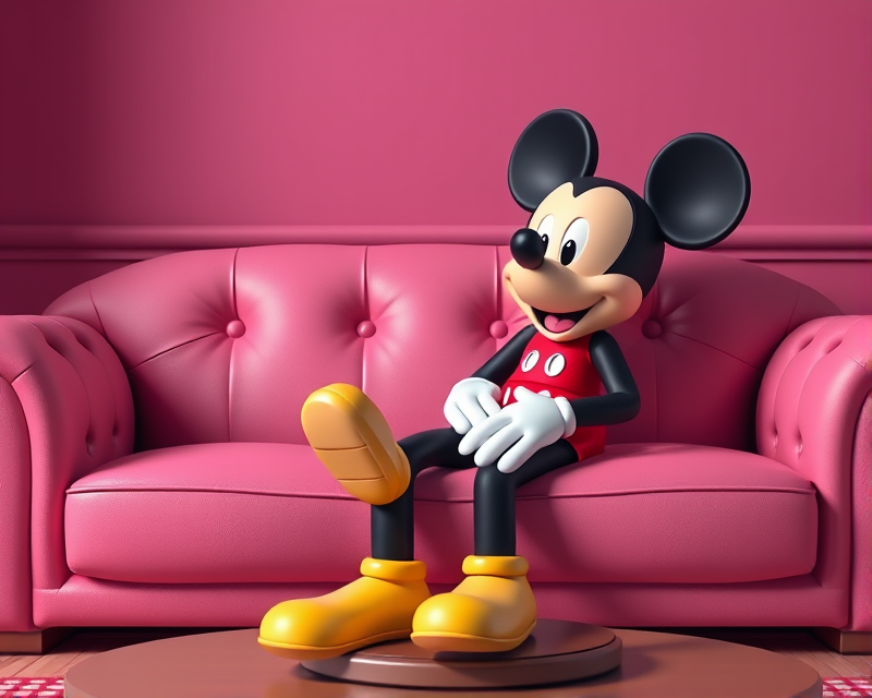 couch, mickey mouse, pink, button